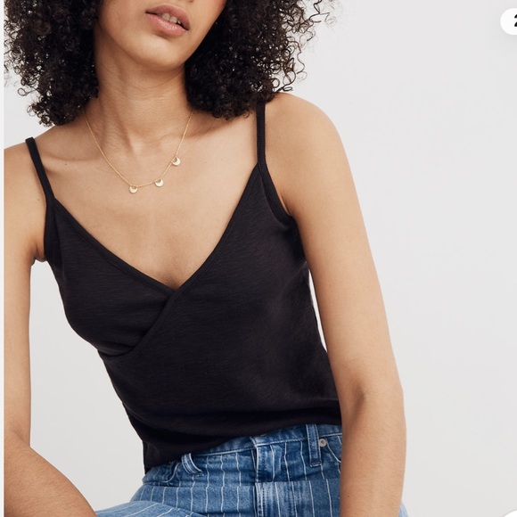 MADEWELL WOMEN'S CORAL RED SPAGHETTI STRAP WRAP CAMI TANK TOP - Picture 6 of 6